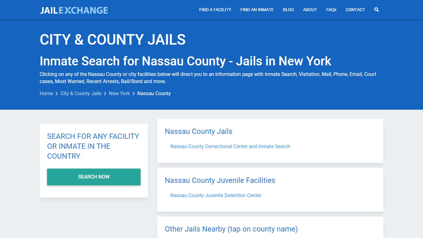 Inmate Search for Nassau County | Jails in New York - Jail Exchange